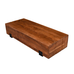 45 Inch Vesavi Handcrafted Rectangular Acacia Wood Coffee Table - Brown and Black