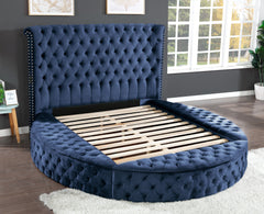 King Size Tufted Storage Bed made with Wood - Navy