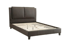 Full Size Bed - Brown Faux Leather Upholstered