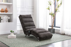 Linen Modern Long Lounger Chair - Dark Gray