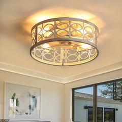 American Style Ceiling Fan with Lights, Monochromatic Lamp, Remote Control, 6 Gear Wind Speed Fan Light