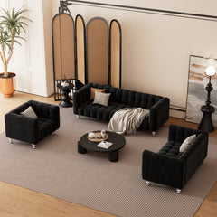 Modern 3-piece Sofa Set - Black