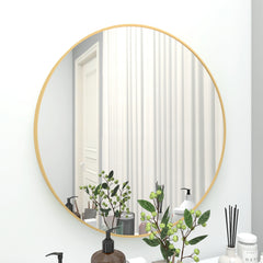 MAICOSY 27.5" Large Gold Round Wall Mounted Mirror Vanity Bedroom Bathroom Decor