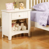Wooden Nightstand With One Drawer White Finish