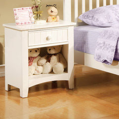 Wooden Nightstand With One Drawer White Finish