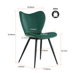 Modern Velvet Dining Chairs with Metal Legs (Set of 2) - Green