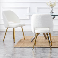 Modern Teddy Velvet Dining Chairs (Set of 2) - White
