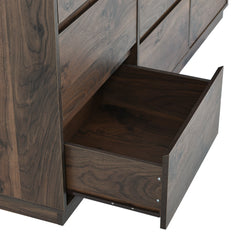 Mid-Century Modern 9 Drawers Dresser - Dark Brown