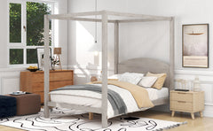Full Size Canopy Platform Bed - Grey Wash