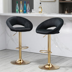 Modern Swivel Bar Stools Adjustable (Set of 2) - Black Velvet