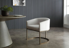 Modern Beige Velvet & Brass Dining Chair