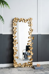 Full Length Mirror with Golden Leaf Accents 61" x 31"