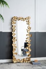Full Length Mirror with Golden Leaf Accents 61" x 31"