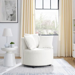 Upholstered Accent Swivel Chair including 3 pillows - Beige