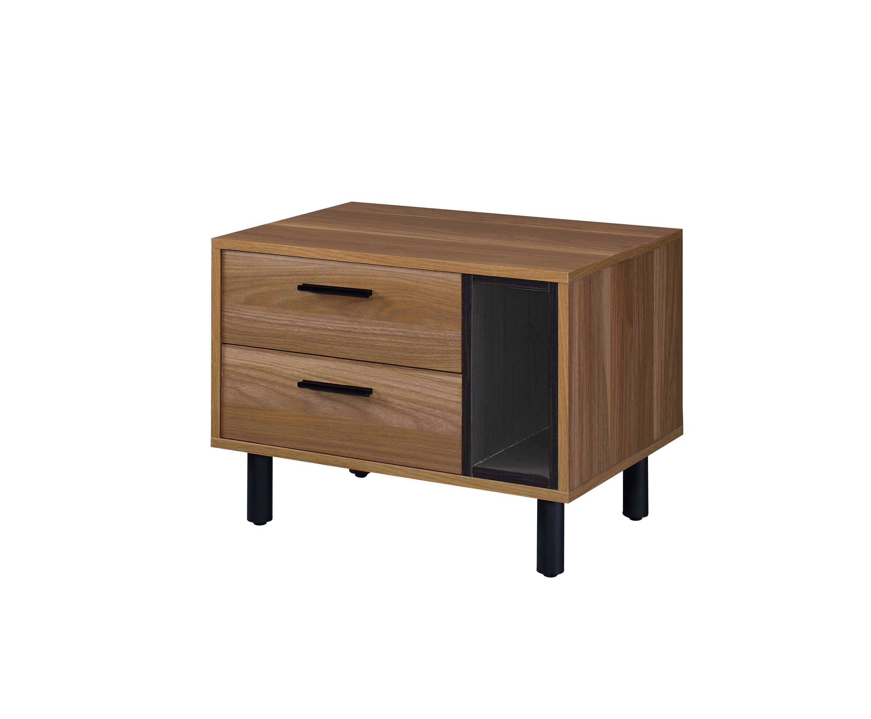 Modern Accent Table - Brown Oak & Black Finish