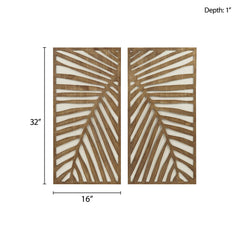 Birch Palms Two-tone 2-piece Wood Panel Wall Decor Set - Dark Brown