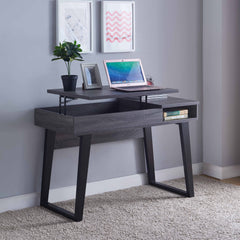 Home Office with 1 Drawer Desk Distressed Grey & Black