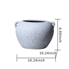 Country Charm Artisan Ceramic Grey Stone Vase 10"D x 7"H