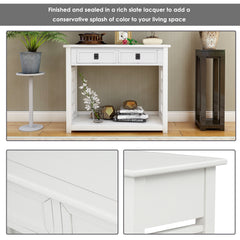 White console table with 2 drawers