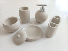 Concrete terrazzo Bath Accessory Set - White Sandstone Color