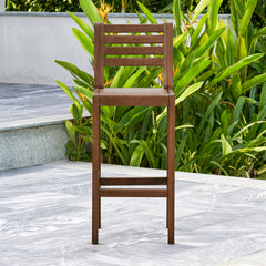 Mid Century Modern Patio Wood Bar Chair (Set of 2) - Brown