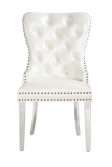 Modern Leatherette Dining Chairs I (Set of 2) - White and Silver