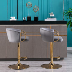 Bar Stools with Chrome Footrest and Base Swivel Height Adjustable Golden - Grey