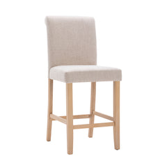 Bar Stools Soft Cushions with Solid Wood Legs (Set of 2) - Beige