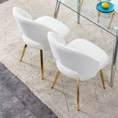 Modern Teddy Velvet Dining Chairs (Set of 2) - White