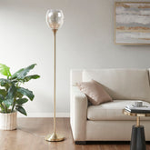 Uplight Floor Lamp with Mercury Glass Shade - Gold