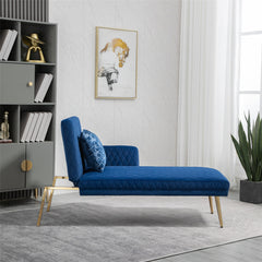 Velvet Loveseat Sofa with Metal Feet - Navy