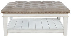 Whitewash Contemporary Upholstered Ottoman Coffee Table