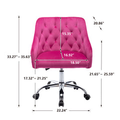 Velvet Swivel Shell Chair & Silver feet base - Pink Red Fuscia