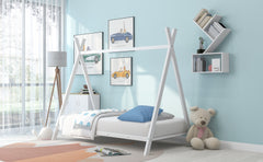 Twin Size Tent Bed Playhouse with Slat for Kids Girls/Boys - White