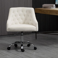 Modern Velvet Swivel Armchair, Office Chair with Soft Seat - White
