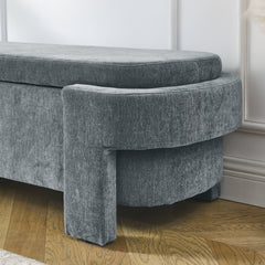 Chenille Upholstered Bench with Large Storage Space - Grey