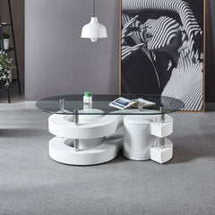 MAICOSY 3 Pieces Coffee Table Set with Glass Tabletop Modern Stylish Home Decor