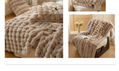 Large Cream Throw Blanket for Couch and for Bed, Soft and Cozy - Faux Fur Light Brown