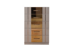 Gold Detailed Chest made with Wood - Grey