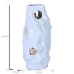 Modern and Elegant White Ceramic Vase with Gold Design