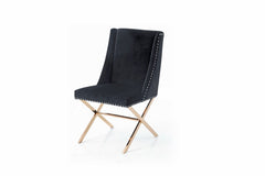 Modern Black & X-shaped Rose Gold Dining Chair