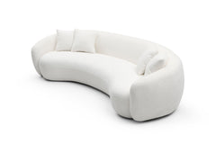 102'' 5-Seater Boucle Sofa Modern Sectional Half Moon Leisure Couch Curved Sofa Teddy Fleece - Velvet Beige