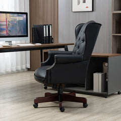 Executive Office Chair - High Back Reclining Comfortable Desk Chair - Ergonomic Design - Thick Padded Seat and Backrest - PU Leather Desk Chair with Smooth Glide Caster Wheels - Black