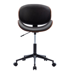 Bentwood Adjustable Office Chair, Mix Color PU Leather Upholstery and Black Foot