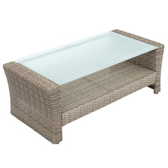 MAICOSY 4pc Outdoor Rattan Patio Garden Furniture Set Wicker Chair Table Ottoman