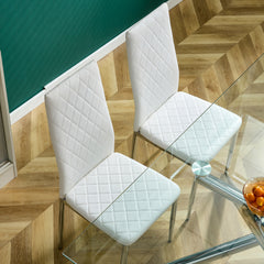 Grid Shaped Armless High Back Dining Chair (2-Piece Set) - White