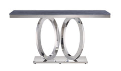 Zasir Sofa Table, Gray Printed Faux Marble & Mirrored Silver Finish