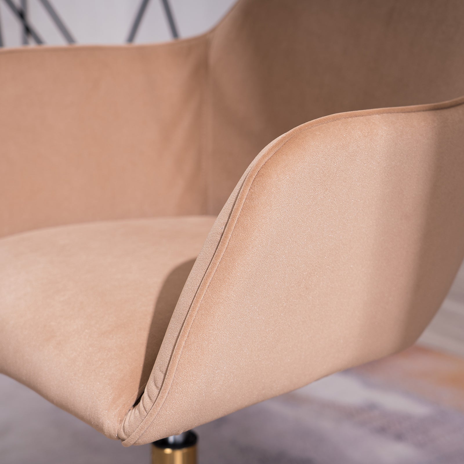 Modern Velvet Fabric Material Adjustable Height 360 revolving with Gold Metal Legs - Light Coffee