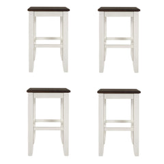 Farmhouse Counter Height Dining Stools with Footrest (Set of 4) - White