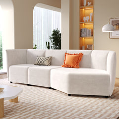 Stylish Sofa Set with Polyester Upholstery with Adjustable Back with Free Combination for Living Room - Beige